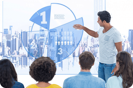 Instructor presenting to an audience.